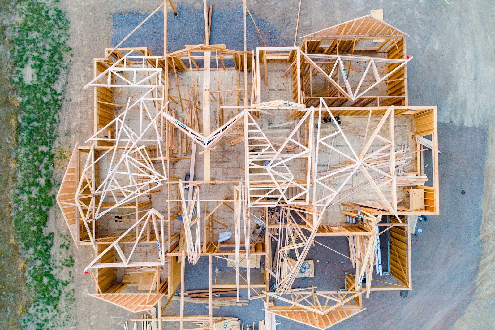 Home Construction beige wooden house layout