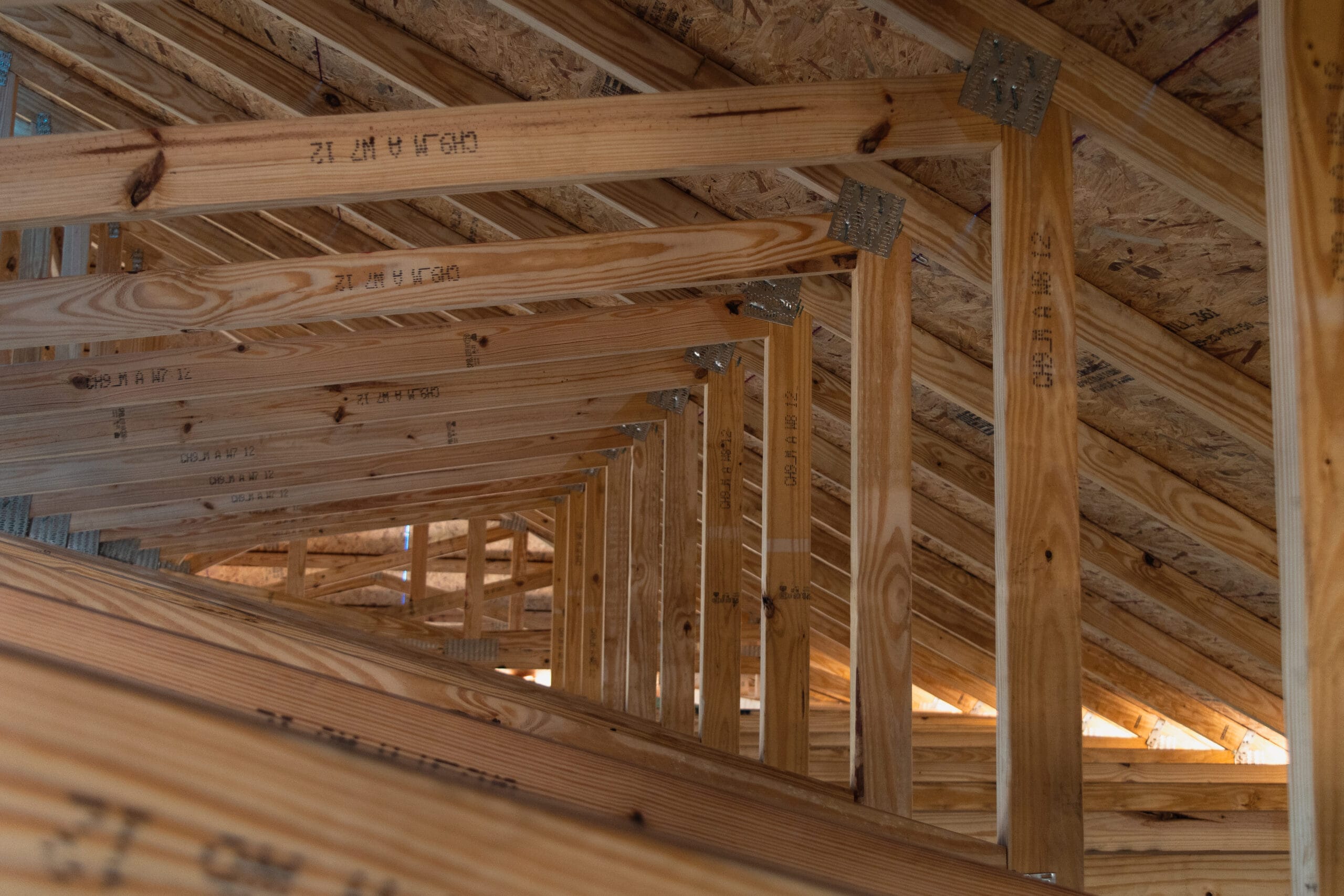 Wooden Frame of A House Ceiling Under Construction